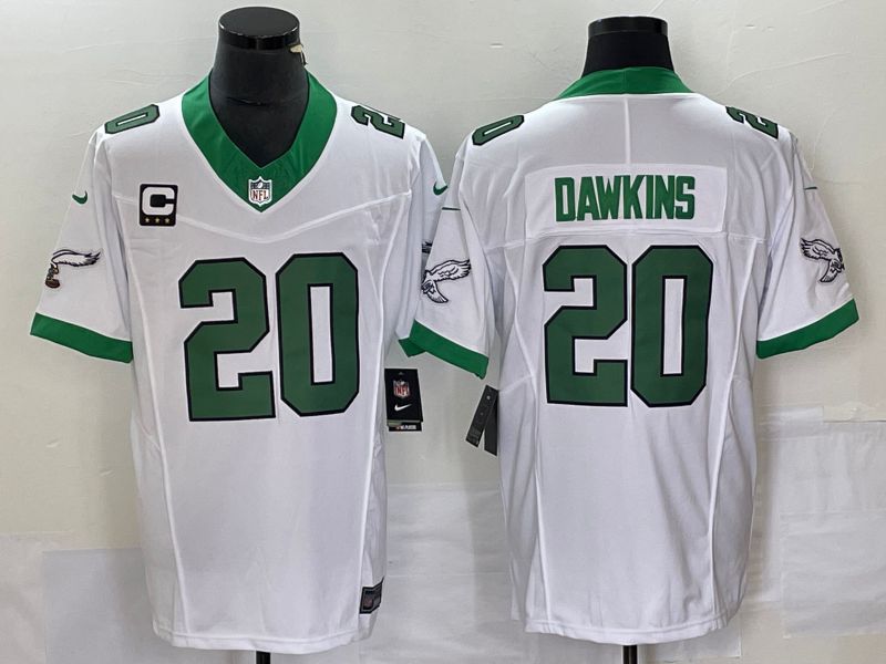 Men Philadelphia Eagles #20 Dawkins White Nike Throwback Vapor Limited NFL Jerseys